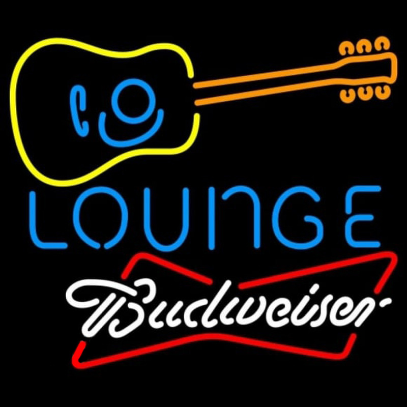 Budweiser White Guitar Lounge Beer Sign Neonkyltti