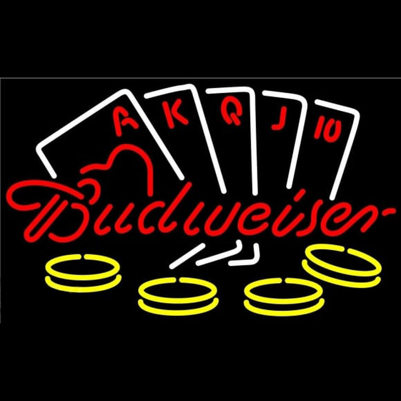 Budweiser With Poker Beer Sign Neonkyltti