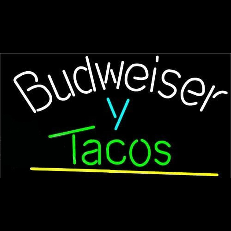 Budweiser Y Tacos Beer Sign Neonkyltti