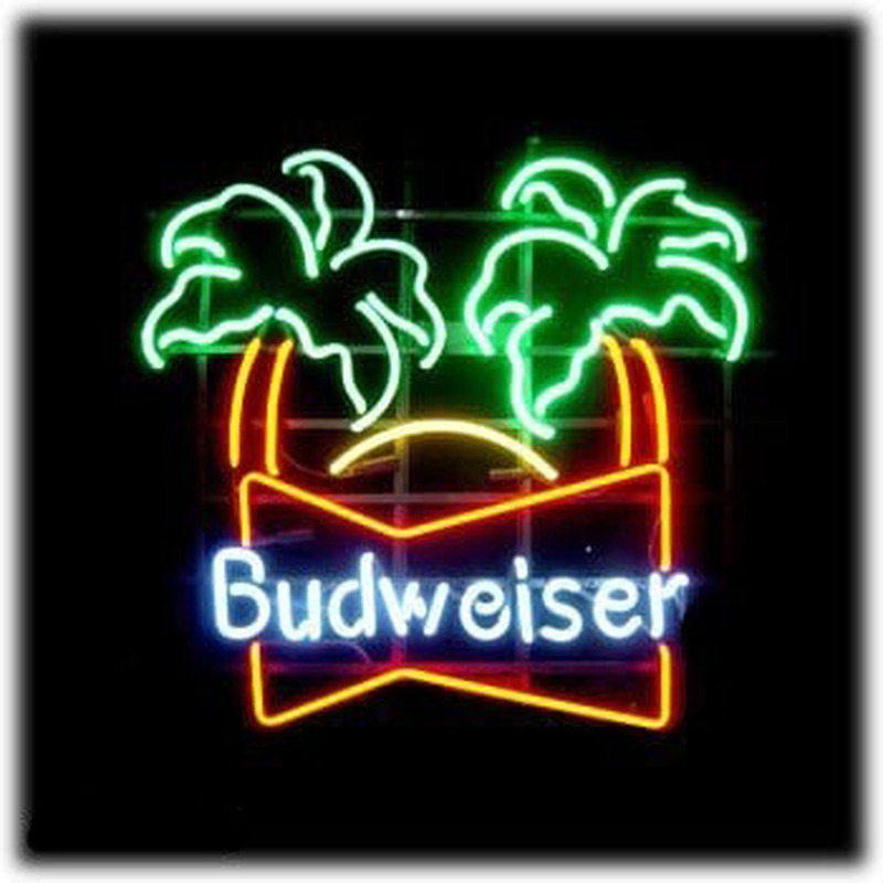 Budweiser double palm trees Beer Bar Neonkyltti