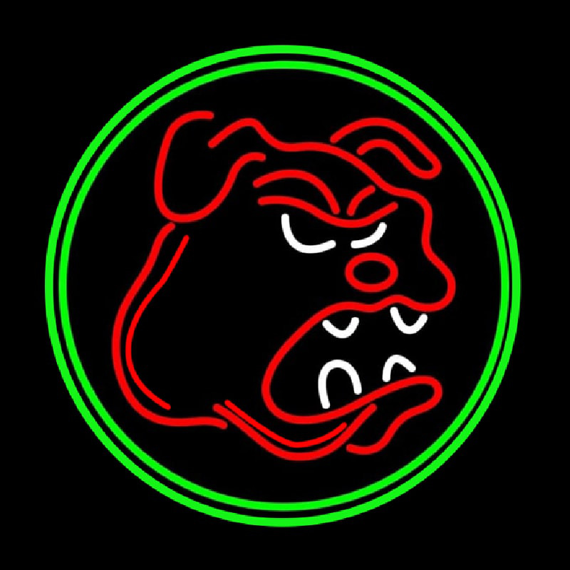 Bull Dog Green Oval Neonkyltti