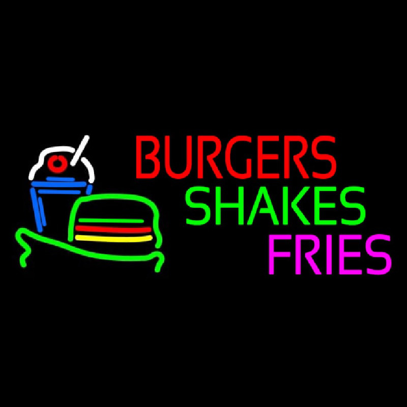 Burgers Shakes Fries Neonkyltti