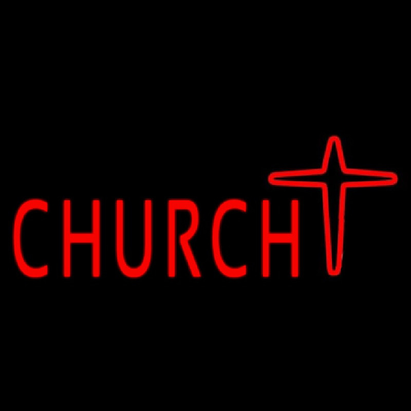 Church With Cross Logo Neonkyltti