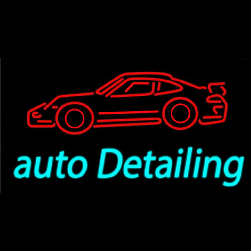 Cursive Auto Detailing With Car Logo Neonkyltti