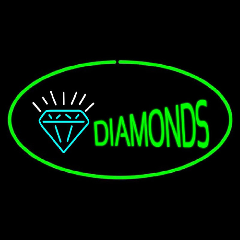 Diamonds Logo Green Oval Neonkyltti