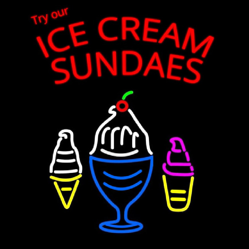 Double Stroke Ice Cream Sundaes Neonkyltti