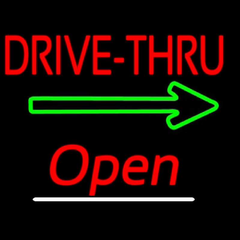 Drive Thru Open White Line Neonkyltti