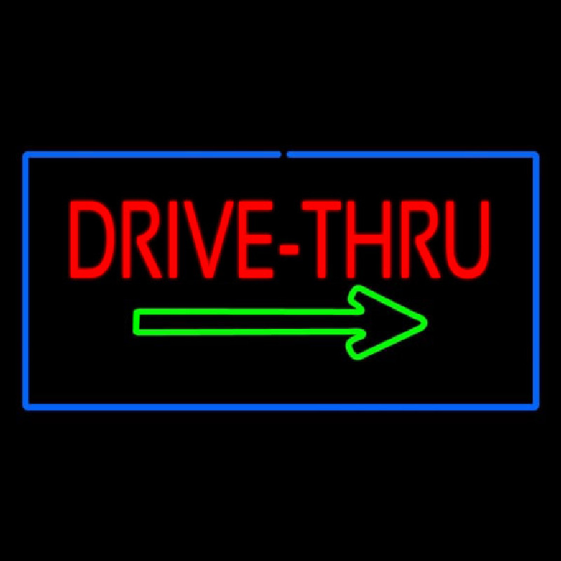 Drive Thru Rectangle Blue Neonkyltti