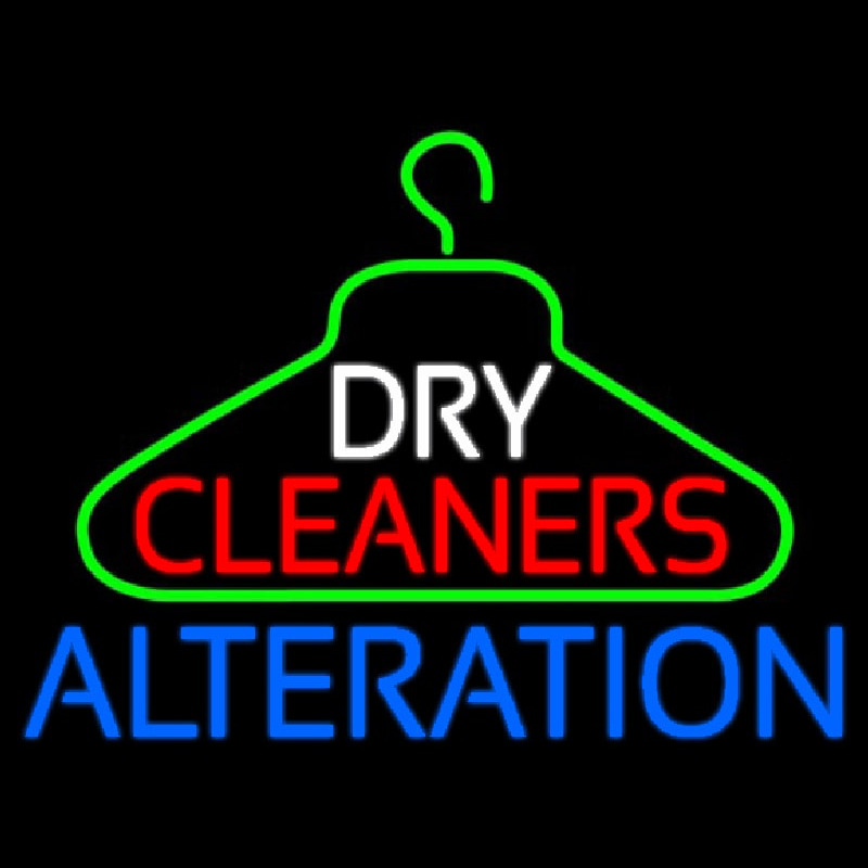 Dry Cleaners Hanger Logo Alteration Neonkyltti