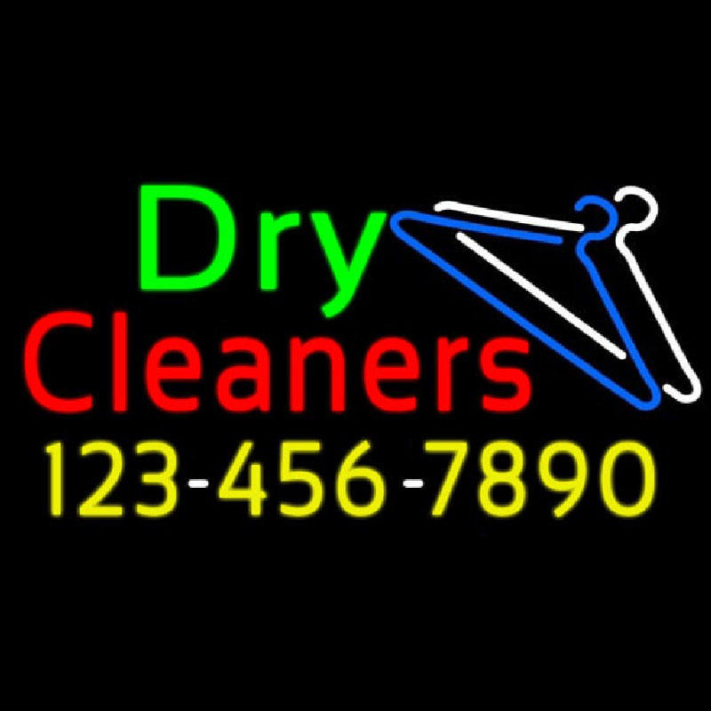 Dry Cleaners With Phone Number Logo Neonkyltti