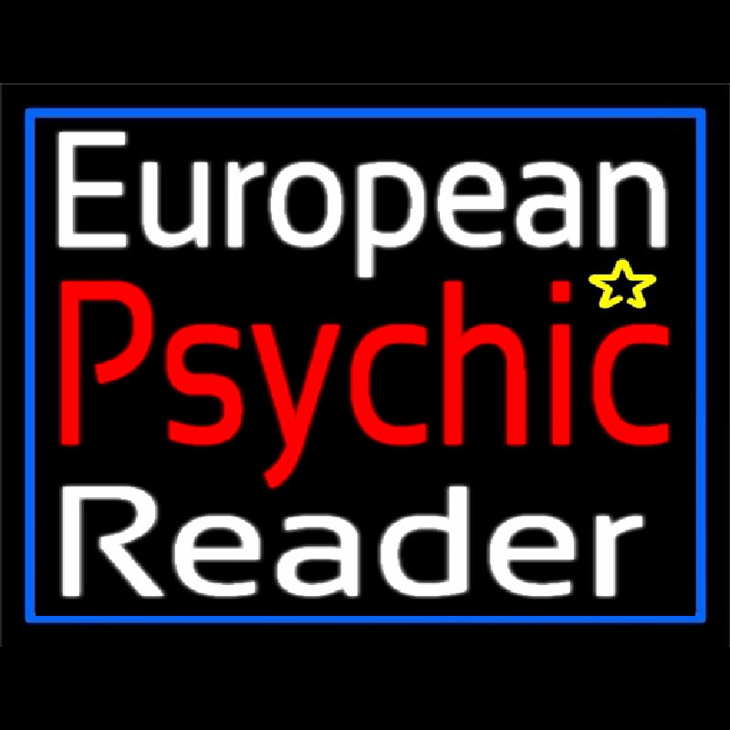 European Psychic Reader With Blue Border Neonkyltti