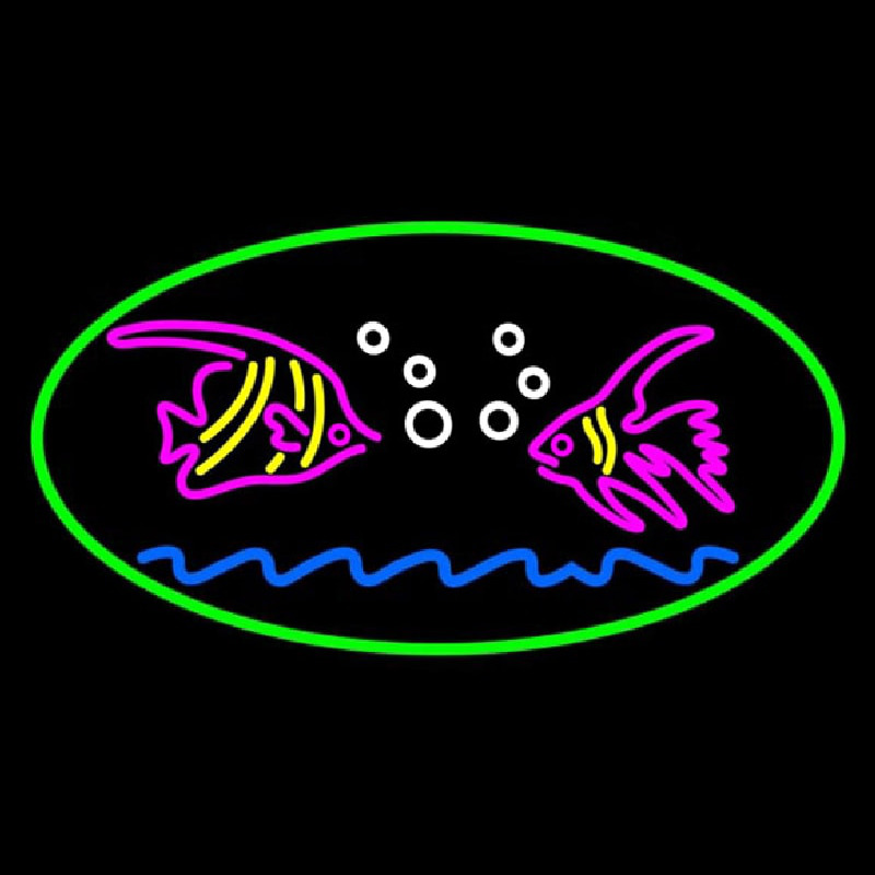 Fish Logo Green Oval Neonkyltti