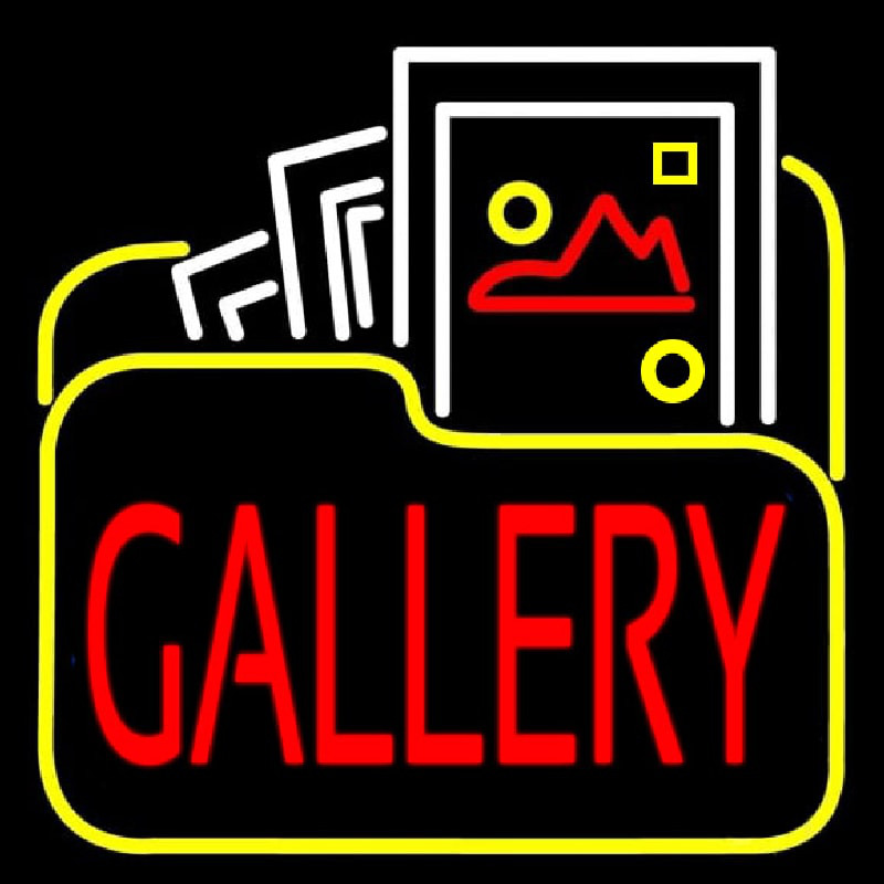 Gallery Icon With Red Gallery Neonkyltti