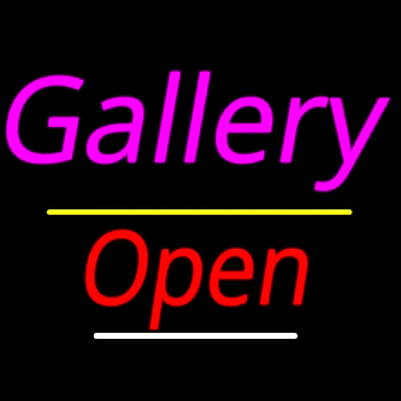 Gallery Open Yellow Line Neonkyltti