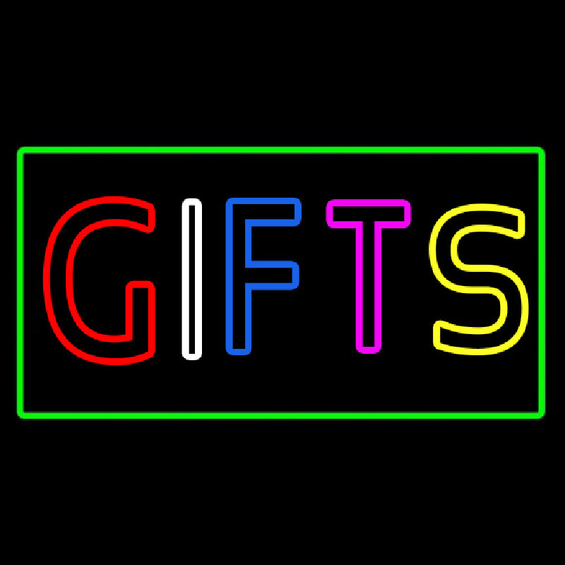 Gifts Green Rectangle Neonkyltti