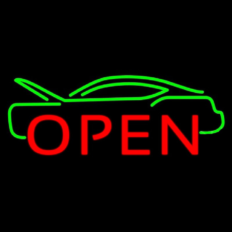 Green Car Open Neonkyltti