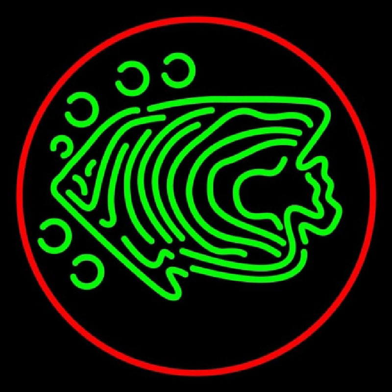 Green Fish Red Circle Neonkyltti