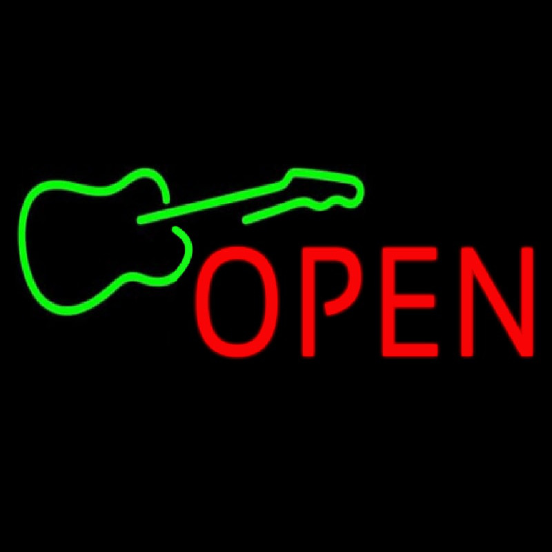 Green Guitar Open Neonkyltti