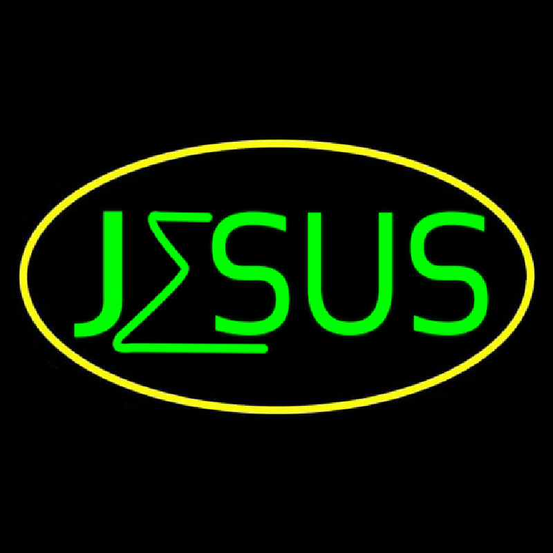 Green Jesus Yellow Border Neonkyltti