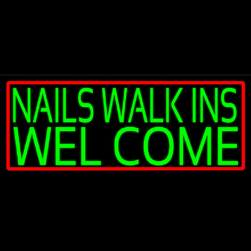 Green Nails Walk Ins Welcome Neonkyltti