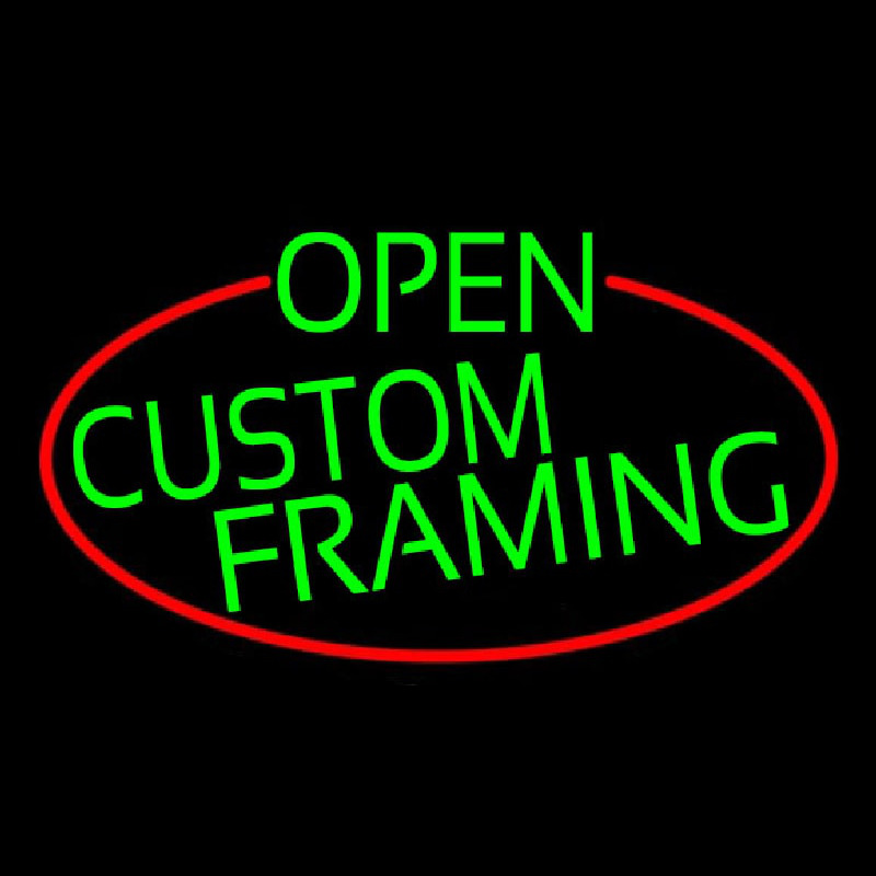 Green Open Custom Framing Oval With Red Border Neonkyltti