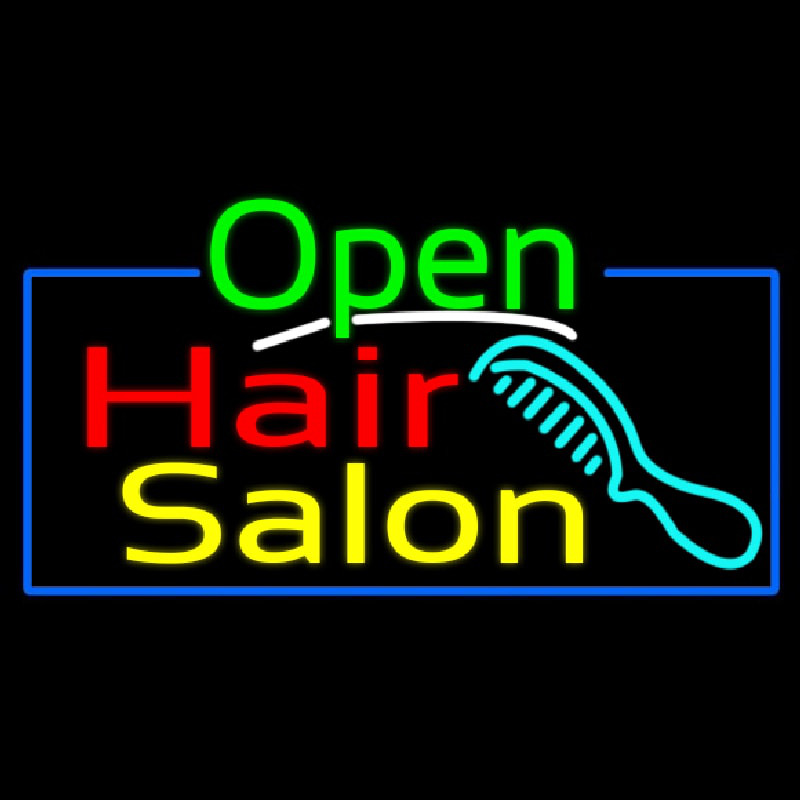 Green Open Hair Salon With Blue Border Neonkyltti