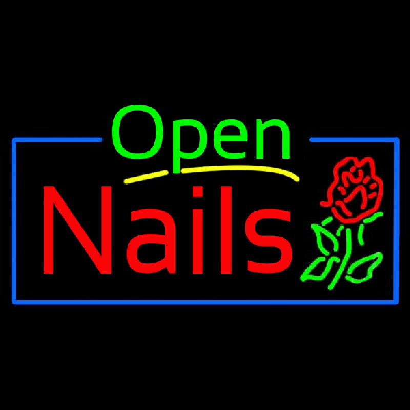 Green Open Nails Flower Logo Neonkyltti