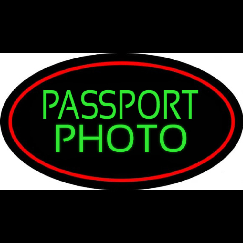 Green Passport Photo Red Oval Neonkyltti