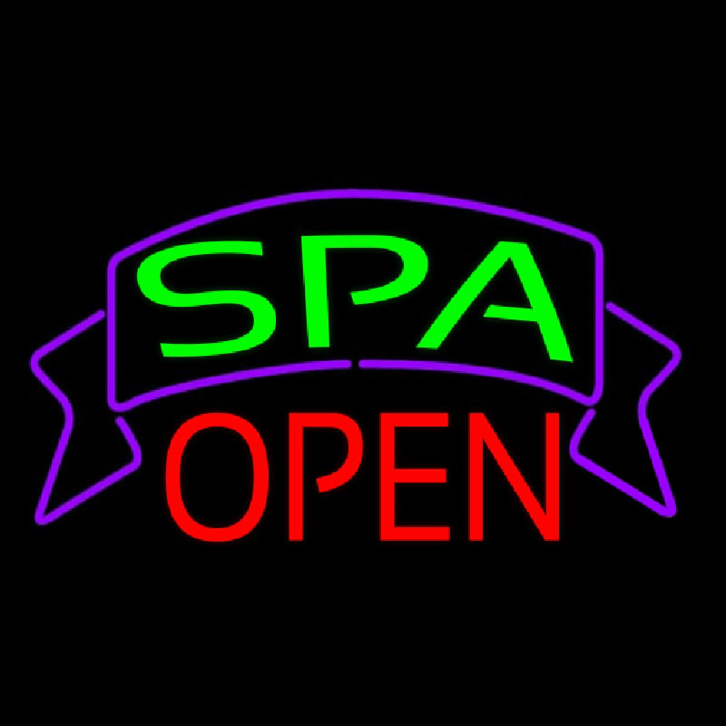 Green Spa Open Banner Neonkyltti