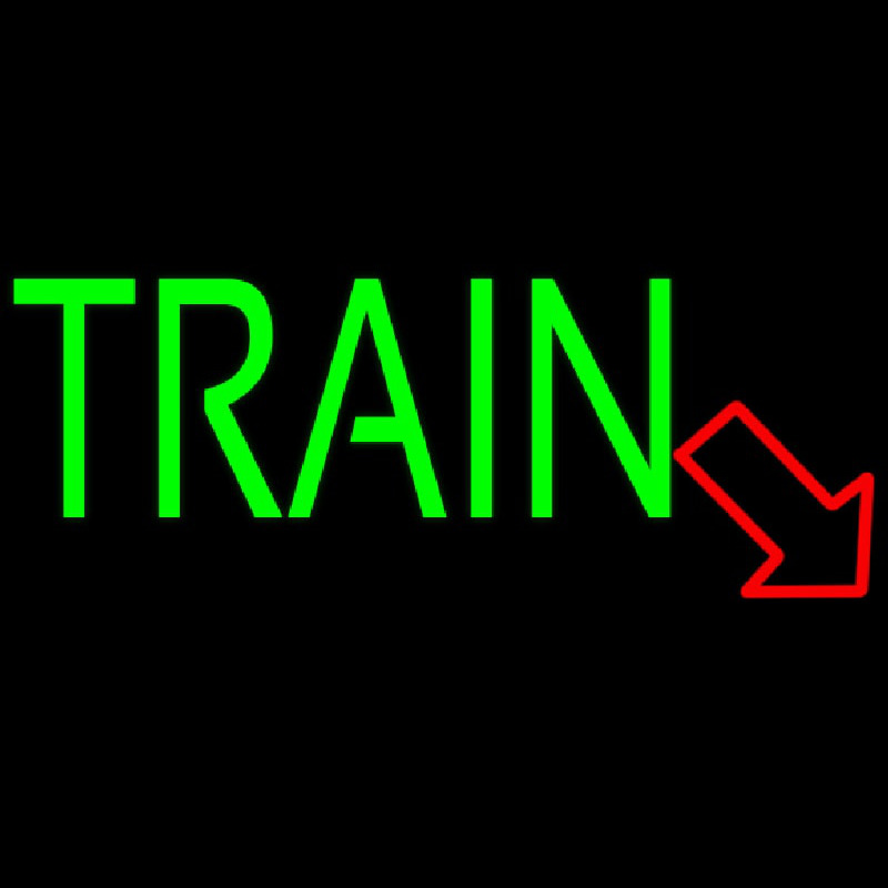 Green Train With Red Arrow Neonkyltti