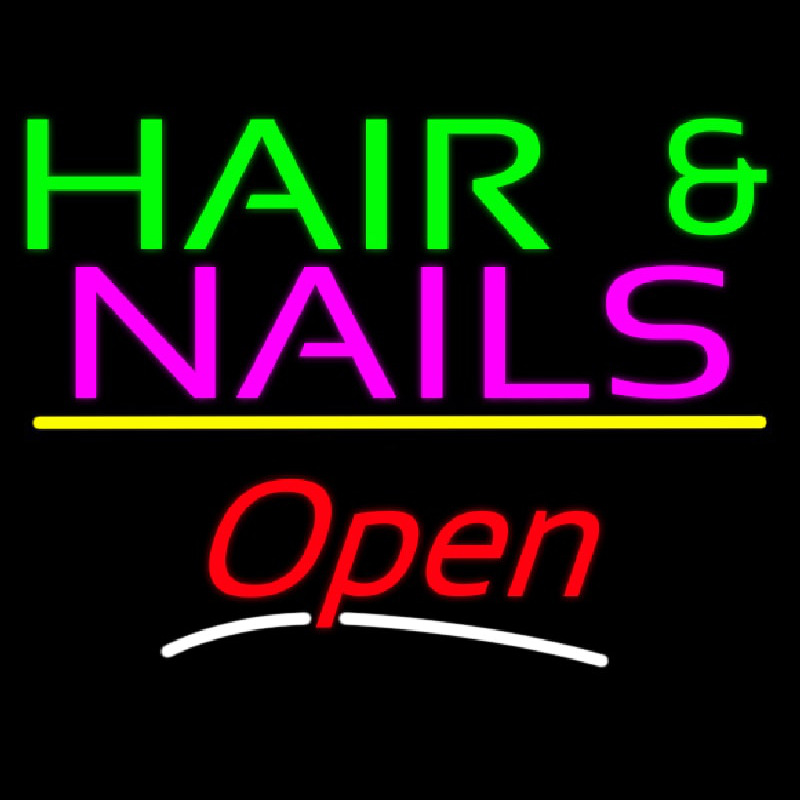 Hair And Nails Open Yellow Line Neonkyltti