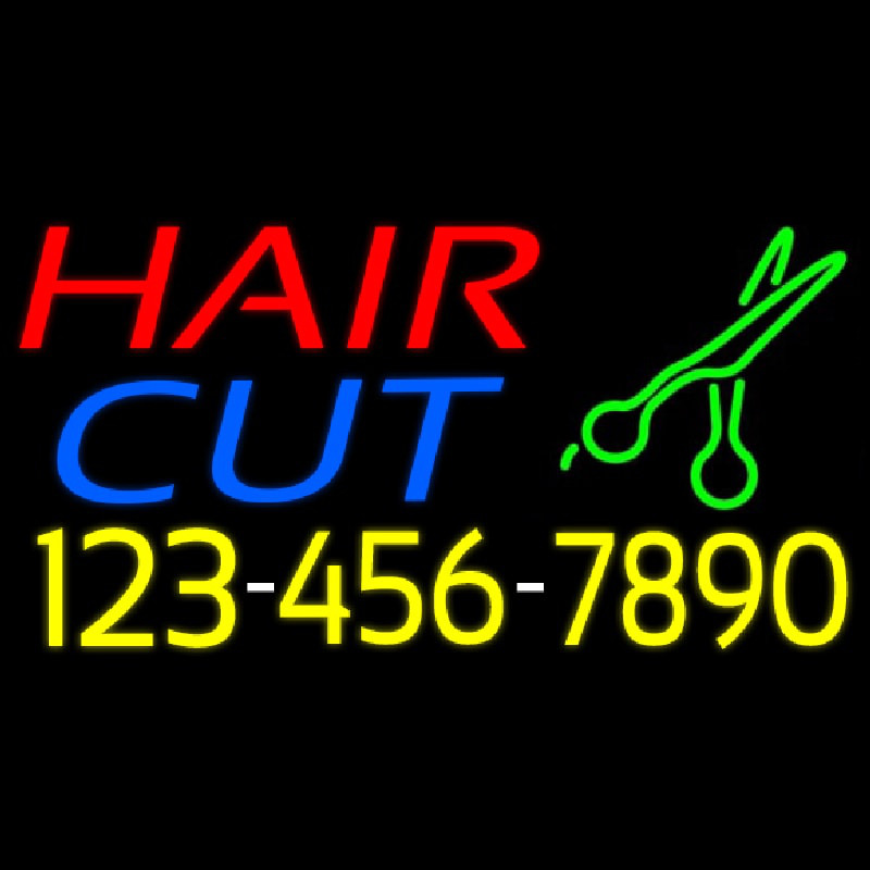 Hair Cut With Number And Scissor Neonkyltti