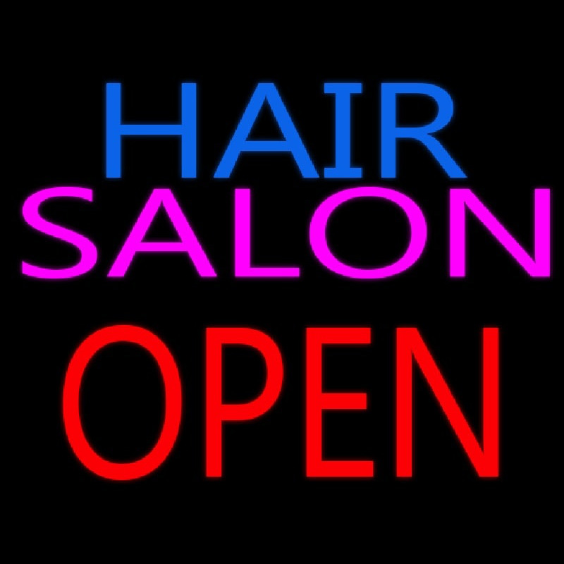 Hair Salon Block Open Neonkyltti