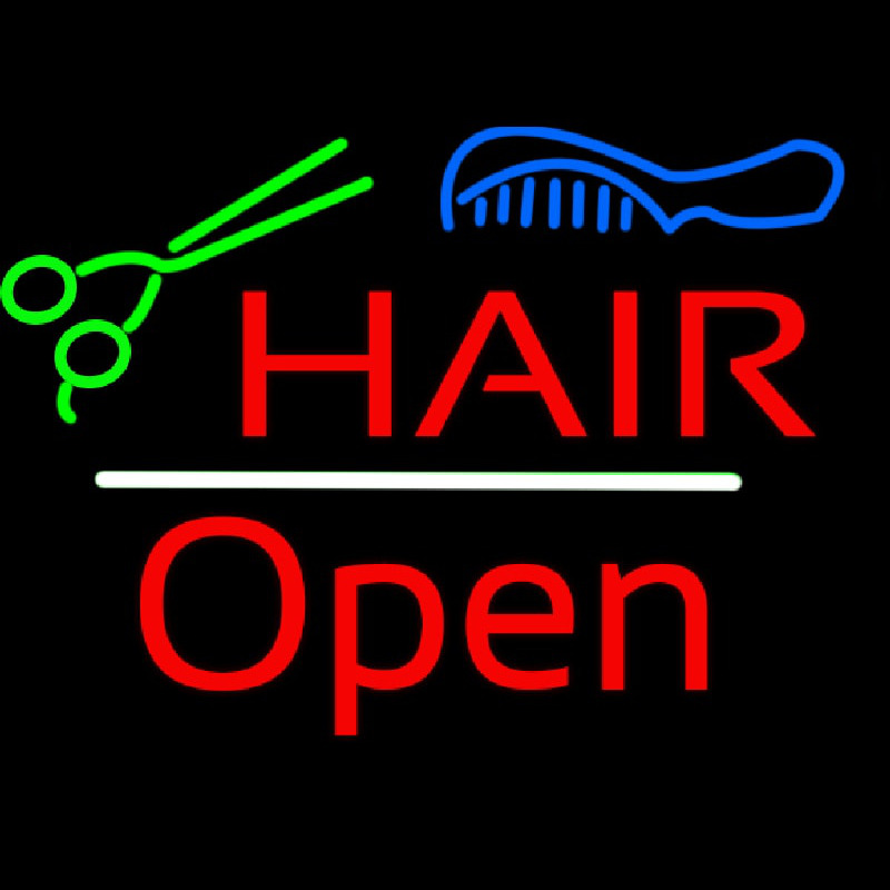 Hair Scissors Comb Open White Line Neonkyltti