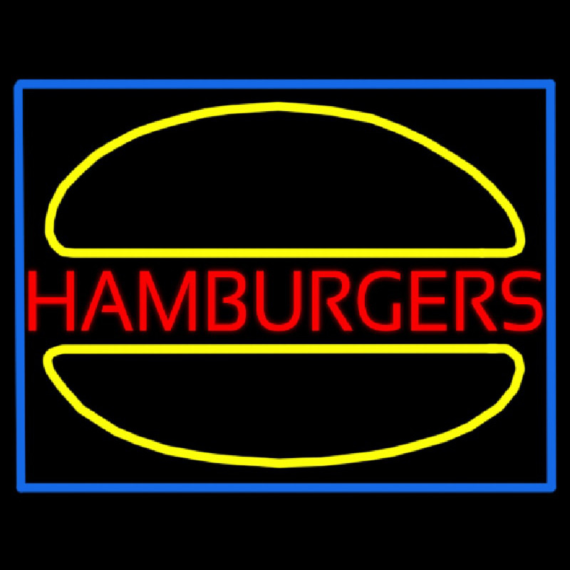 Hamburgers Logo Blue Border Neonkyltti