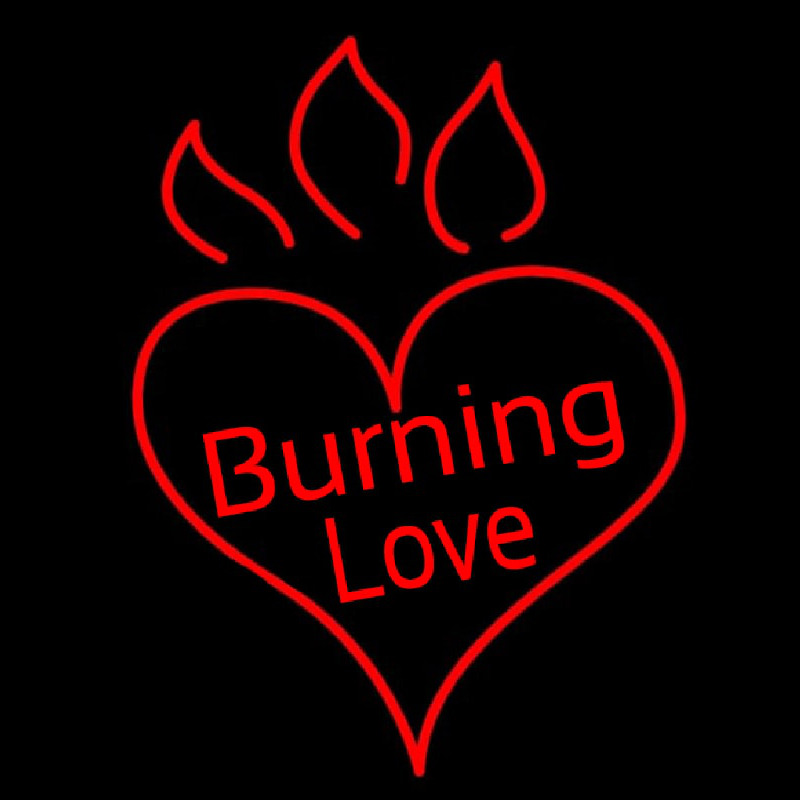 Hot Burning Heart Fire Neonkyltti