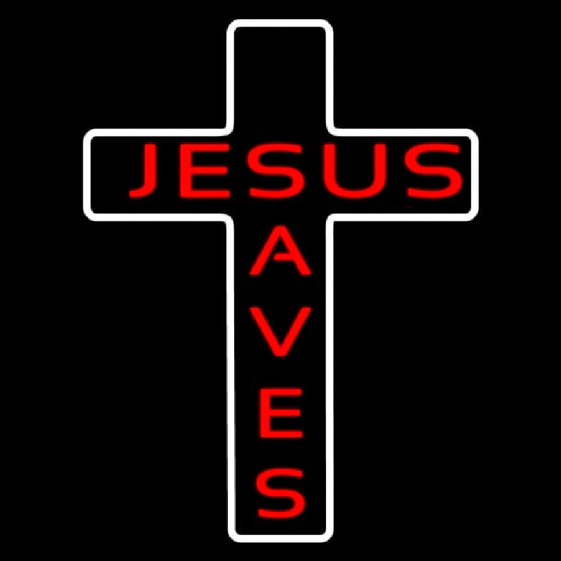 Jesus Saves White Cross Neonkyltti