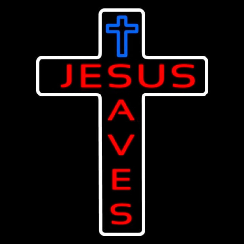 Jesus Saves With Cross Neonkyltti