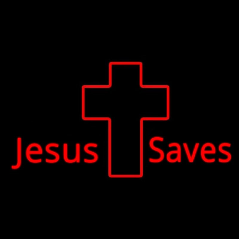 Jesus Saves With Cross Neonkyltti