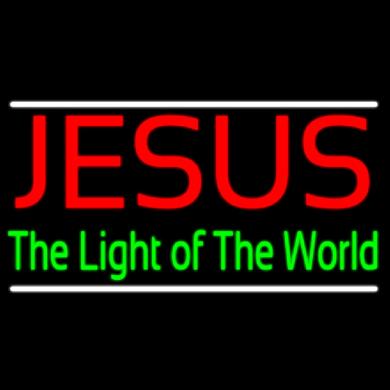 Jesus The Light Of World With Line Neonkyltti