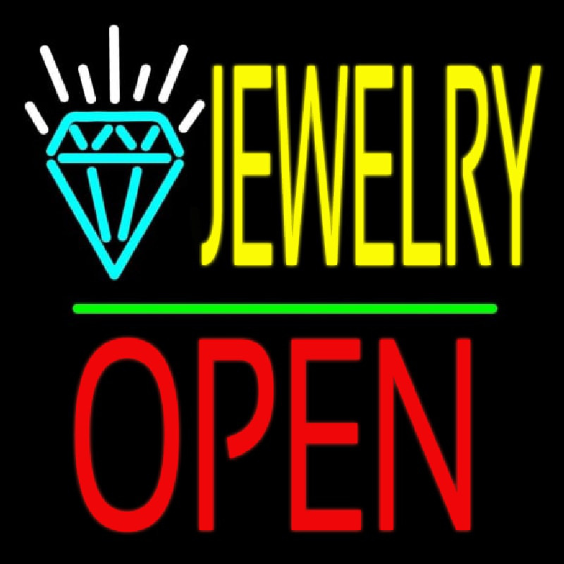 Jewelry Logo Block Open Green Line Neonkyltti