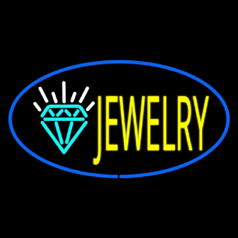 Jewelry Logo Oval Blue Neonkyltti