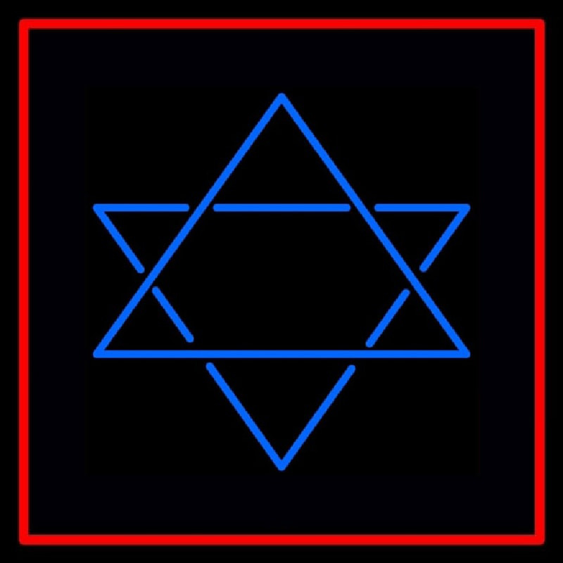 Judaism Star Of David Red Border Neonkyltti