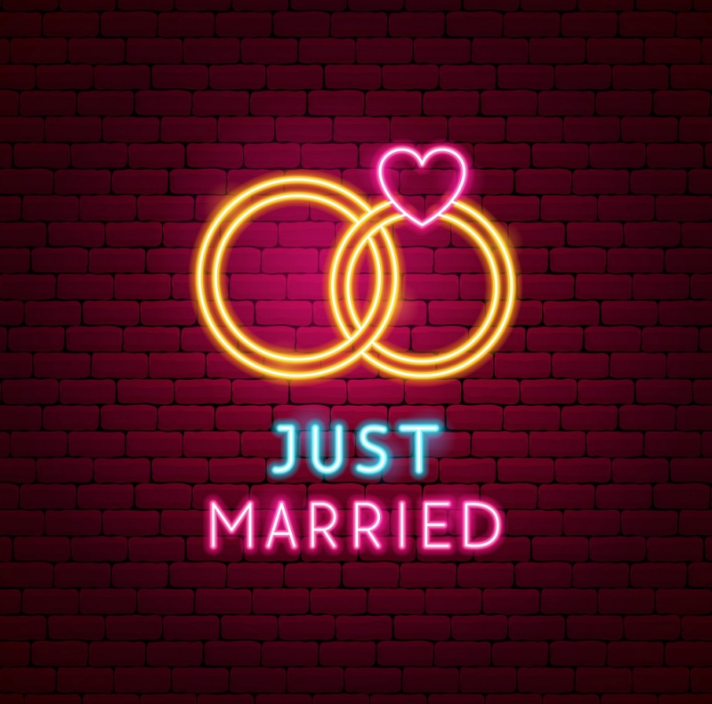 Just Married Rings Neonkyltti