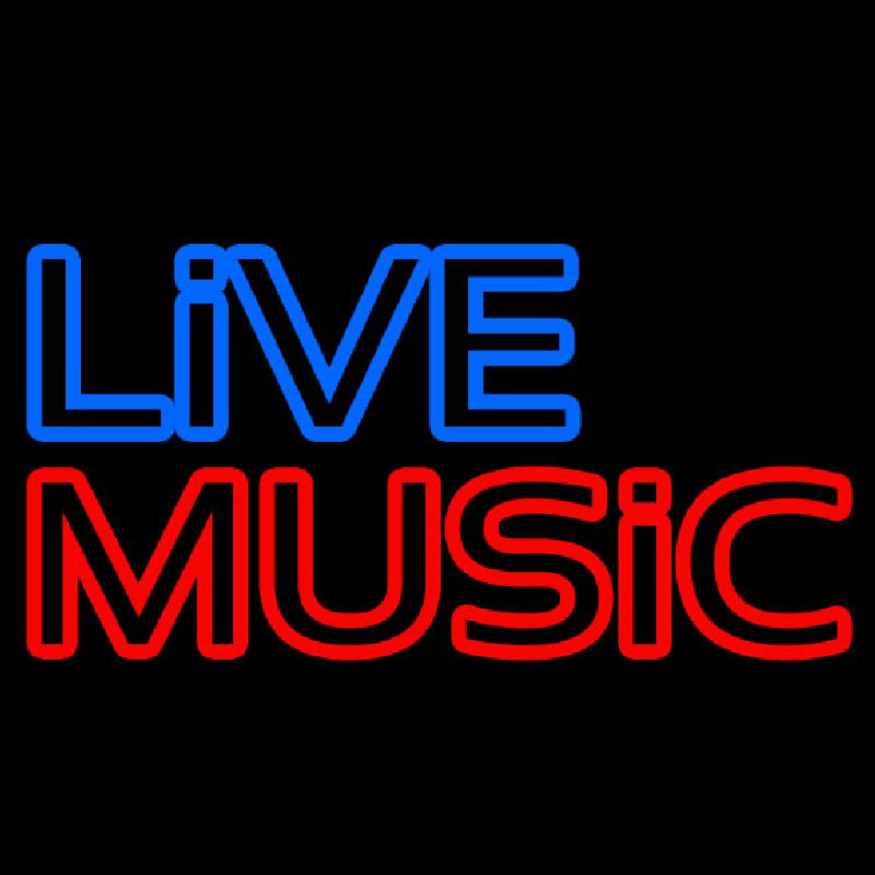 Live Music Block Mic Logo Neonkyltti