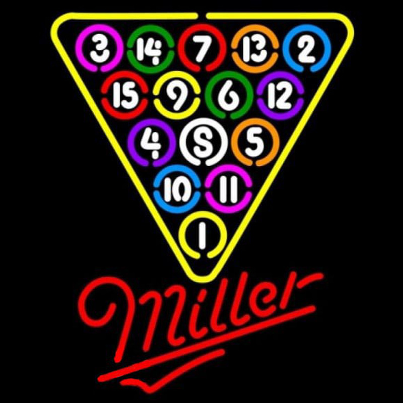 Miller 15 Ball Billiards Pool Beer Sign Neonkyltti