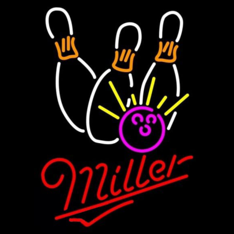 Miller Bowling White Pink Beer Sign Neonkyltti