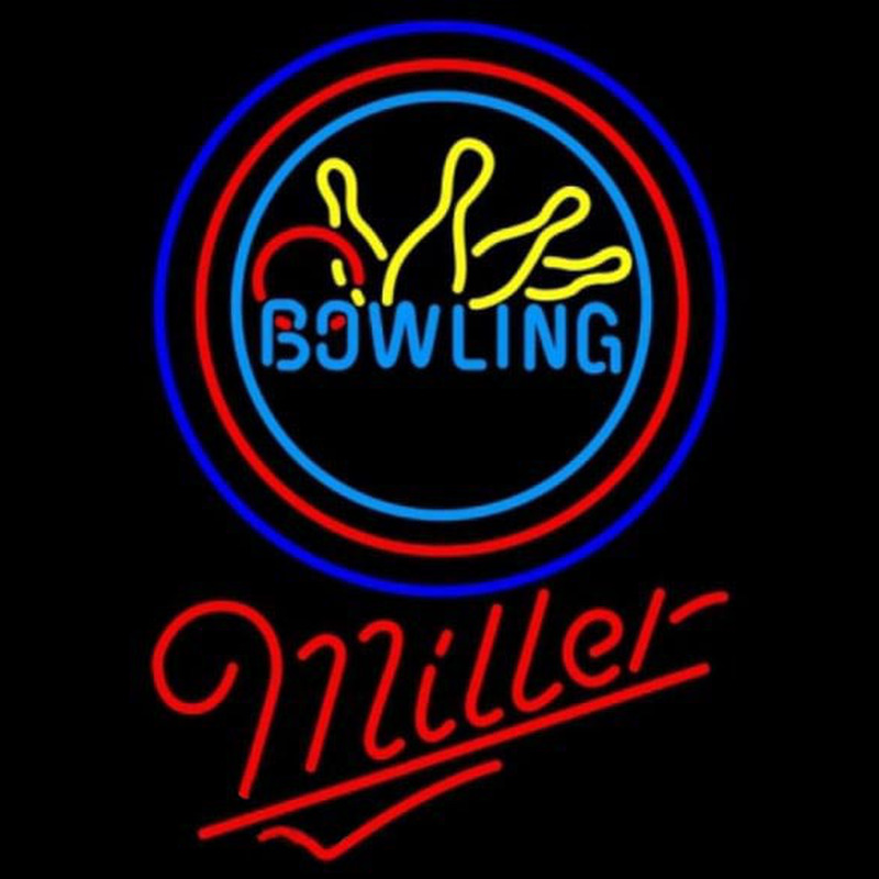 Miller Bowling Yellow Blue Beer Sign Neonkyltti