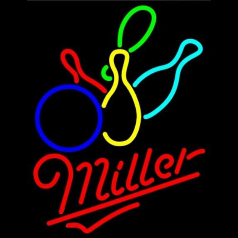 Miller Colored BowlingS Beer Sign Neonkyltti