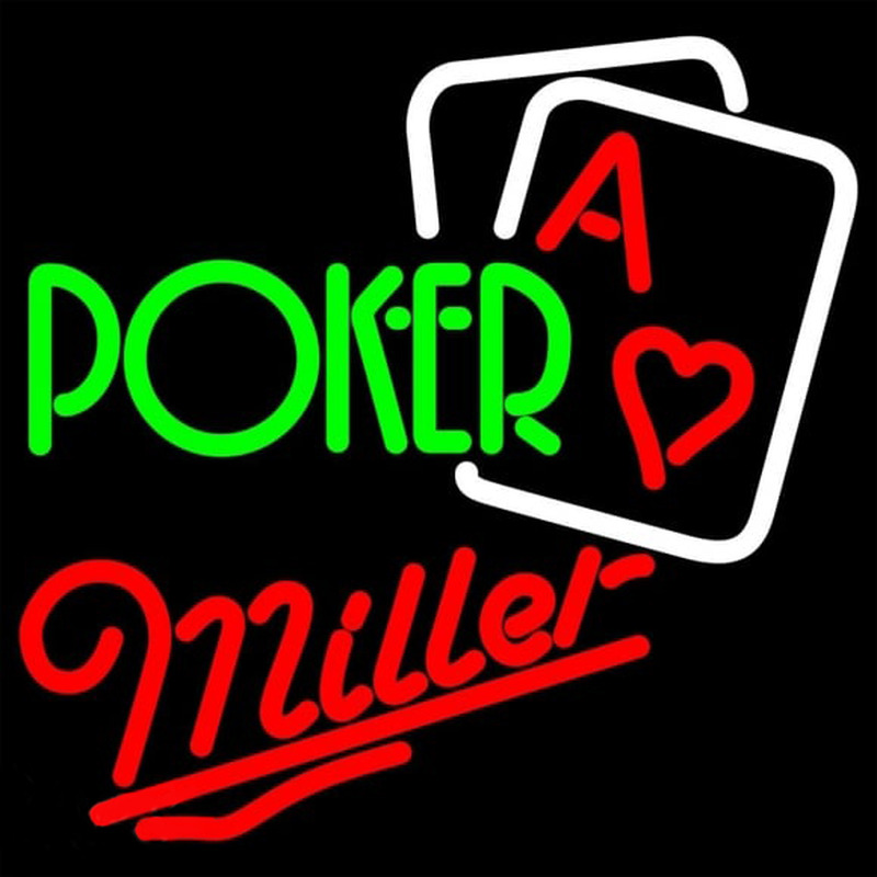 Miller Green Poker Beer Sign Neonkyltti